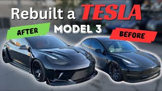 REBUILDING A CRASHED TESLA MODEL 3 amp INSTALLING WIDEBODY KIT [upl. by Nylirek]