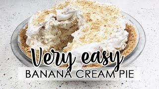 Easy Banana Cream Pie Recipe  NO BAKE PIE  Simple Dessert  Only 4 INGREDIENTS [upl. by Gonzalo]