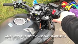 Stock Vs Black Widow Exhaust CB650F comparison [upl. by Godrich557]