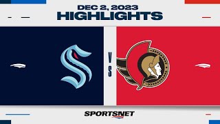 NHL Highlights  Kraken vs Senators  December 2 2023 [upl. by Mistrot]