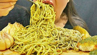 ASMR Spaghetti Pesto Pasta EATING SOUNDS Homemade No Talking pestopasta spaghetti pastaasmr [upl. by Izmar]