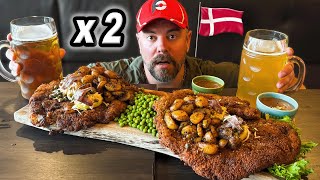 Trying to Eat TWO Massive Veal Wiener Schnitzel Challenges in Herning Denmark [upl. by Sitof336]