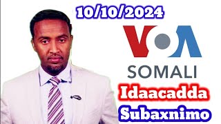 VOA Somali Radio Idaacadda Subaxnimo 10102024 [upl. by Annauqaj172]