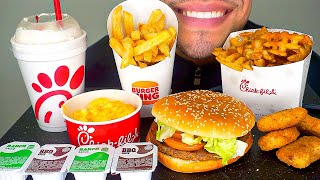 ASMR Burger King vs ChickFilA Mukbang Chicken Nuggets Mac N Cheese Whopper Fries No Talking Eat [upl. by Onailerua]