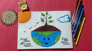 part 25earth day drawingsave earth save nature drawing kids project drawing [upl. by Ronnie713]