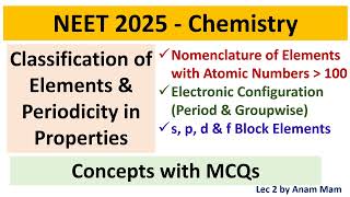 Classification of Elements and Periodicity in Property  MCQs On s p d amp f Block Elements  Lec 2 [upl. by Giarg45]