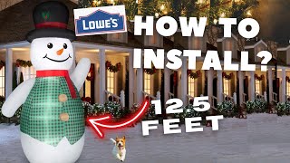 How to Install 125 Ft Inflatable Snowman from Lowes in 3 minutes [upl. by Lombardi]