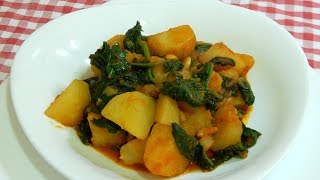 Receta fácil y económica de patatas con espinacas [upl. by Eremihc]