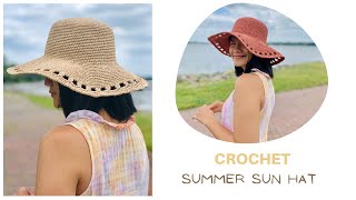 Crochet Sun Hat Tutorial Raffia crochet hat tutorial with FREE patterns Crochet projects for summer [upl. by Schnapp]