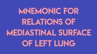 mnemonic for relation of mediastinal surface in left lung [upl. by Amoihc87]