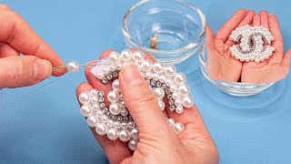 A Chanel beaded brooch tutorial  DIY jewelry [upl. by Duke]