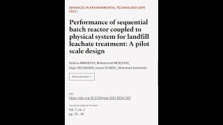 Performance of sequential batch reactor coupled to physical system for landfill leach  RTCLTV [upl. by Adriane650]