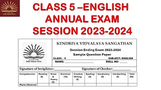 CLASS5 English  Annual Exam 2024 Sample Question Paper with Solution KV CBSE  Term2 [upl. by Emya559]