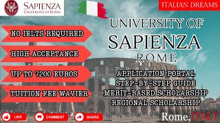 SAPIENZA UNIVERSITY OF ROME  ADMISSION  SCHOLARSHIP  ROME ITALY studyabroad italy scholarship [upl. by Kcirdnek]