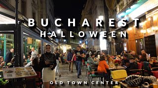 Bucharest Romania Nightlife Virtual Tour 4K Charming historical centre tour on Halloween 2023 [upl. by Herminia]