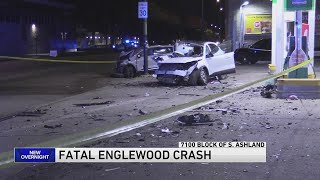 17yearold boy killed 3 others injured in Englewood car crash gas station security camera capture [upl. by Adnilev]