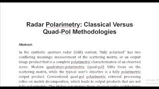 Radar Polarimetry Classical Versus Quad Pol Methodologies [upl. by Thedrick]