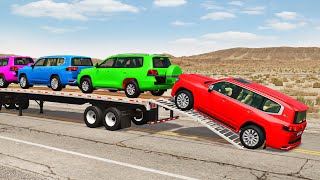 Flatbed Truck Mcqueen  Transportation with Truck  Pothole vs Car 166  BeamNGDrive [upl. by Hillegass]