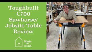 TOUGHBUILT C700 SAWHORSE REVIEW a great folding sawhorse at a reasonable price [upl. by Llenyt295]