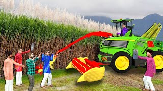 Shramik Hardworking Farmer Ka Sugarcane Harvesting Machine Hindi Kahani Moral Stories Comedy Video [upl. by Acirne83]