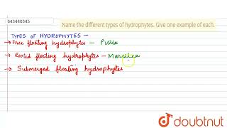 Name the different types of hydrophytes Give one example of each  6  ADAPTATIONS IN PLANTS A [upl. by Yug]