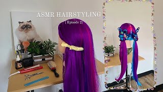 ASMR HAIRSTYLING  HAIR BRUSHING HAIRSTYLE HAIR OILING AND BRAIDS [upl. by Juback186]