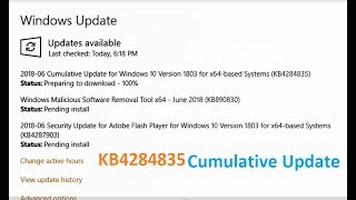 Cummulative Update for Windows 10 Version 1803 for x64 based Systems KB4284835 [upl. by Kcirdet]