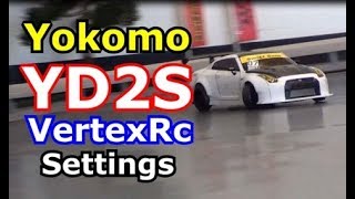 Yokomo YD2S settings at Vertex Rc drift track video R35 [upl. by Angell]