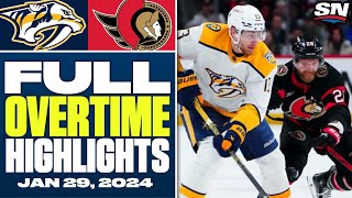 Nashville Predators at Ottawa Senators  FULL Overtime Highlights  January 29 2024 [upl. by Angadresma]