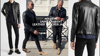 My New Leather Jacket  Saint Laurent Leather Trucker Jacket  Ariel Rosado [upl. by Bacon]