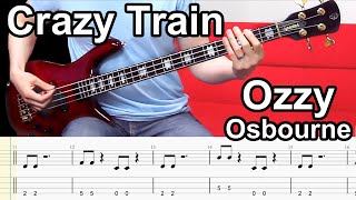 Ozzy Osbourne  Crazy Train  BASS COVER  Play Along Tabs [upl. by Tombaugh]