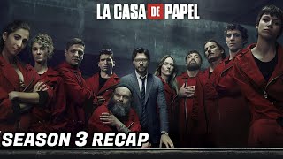 Money Heist Season 3 Recap  Hindi [upl. by Arakihc]