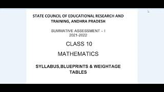 AP SA1 10th Syllabus 2022 Mathematics  Lesson wise Weightage amp Blue Print l Maths Paper Blue Print [upl. by Siuqcram320]