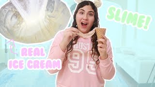 I MADE ICE CREAM SLIME  REAL ICE CREAM THAT STRETCHES LIKE SLIME [upl. by Dworman]