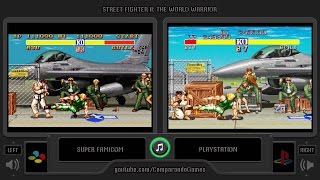 Street Fighter II The World Warrior Snes vs Playstation Side by Side Comparison Super Famicom [upl. by Selassie]