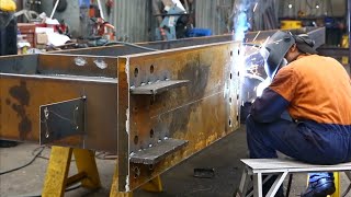 Fabrication process of steel building frame and the fully automatic steel frame welding line [upl. by Ingeborg]