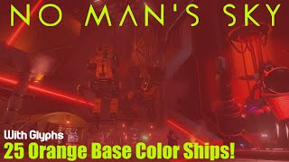 No Mans Sky  25  Orange Base Color Ships In Euclid Galaxy  With Glyphs [upl. by Neelrihs]