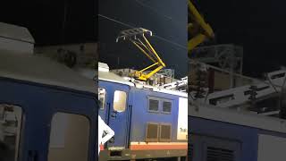 Working of pantograph for locomotive 🙂 pantograph working railways ytshorts shyamhembram [upl. by Maroney]