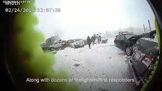 Video shows 119car pileup on I41 as snowy weather impacts rescue efforts by sheriffs department [upl. by Lindeberg]