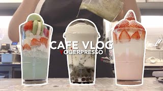 Lets go Lets go mugwort 🥬｜Mugwort sesame bubble latte｜Cafe vlog｜bubble tea｜yogerpresso [upl. by Schriever318]