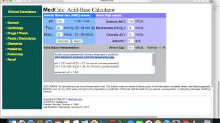 Tutorial para MedCalc Acido Base Calculator [upl. by Moscow]