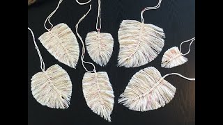 HOW TO  MAKE MACRAME LEAVES amp FEATHERS WITH YARN [upl. by Vernita]