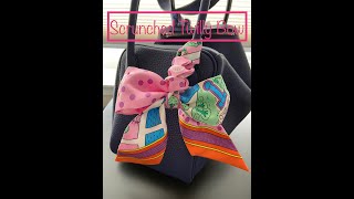 How to tie a Hermes Twilly into a scrunched twilly bow [upl. by Odnumde]