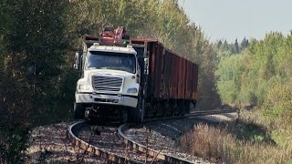 HiRail Truck Thinks He’s A Train Pulling CN Hoppers HUGE Loaded CN Coal Train  THROWBACK THURS [upl. by Waddle]