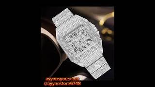 PINTIME Mens Quartz Watch Square Diamond [upl. by Godfry]