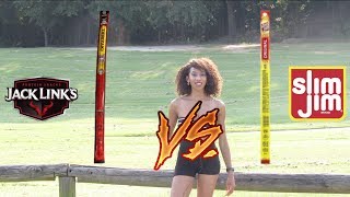 Who Has The Best Beef Sticks Slim Jim vs Jack Links Alexa Chanel Rooftop Taste Test [upl. by Zeuqram204]