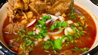 Pozole Rojo de Puerco  Pork Red Pozole [upl. by Oihsoy]