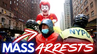 MASS ARRESTS Protesters DISRUPT Macys Thanksgiving Day Parade [upl. by Lardner614]