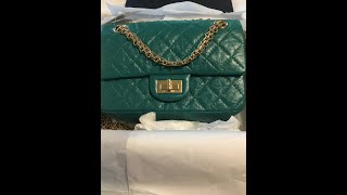 Chanel Mini Reissue Unboxing GREEN aged Calfskin [upl. by Ynatsed]