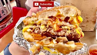 FIVE GUYS AMERICAN BURGER RESTAURANT Review  Desert Hills Premium Outlets Cabazon California USA [upl. by Ellenyl571]